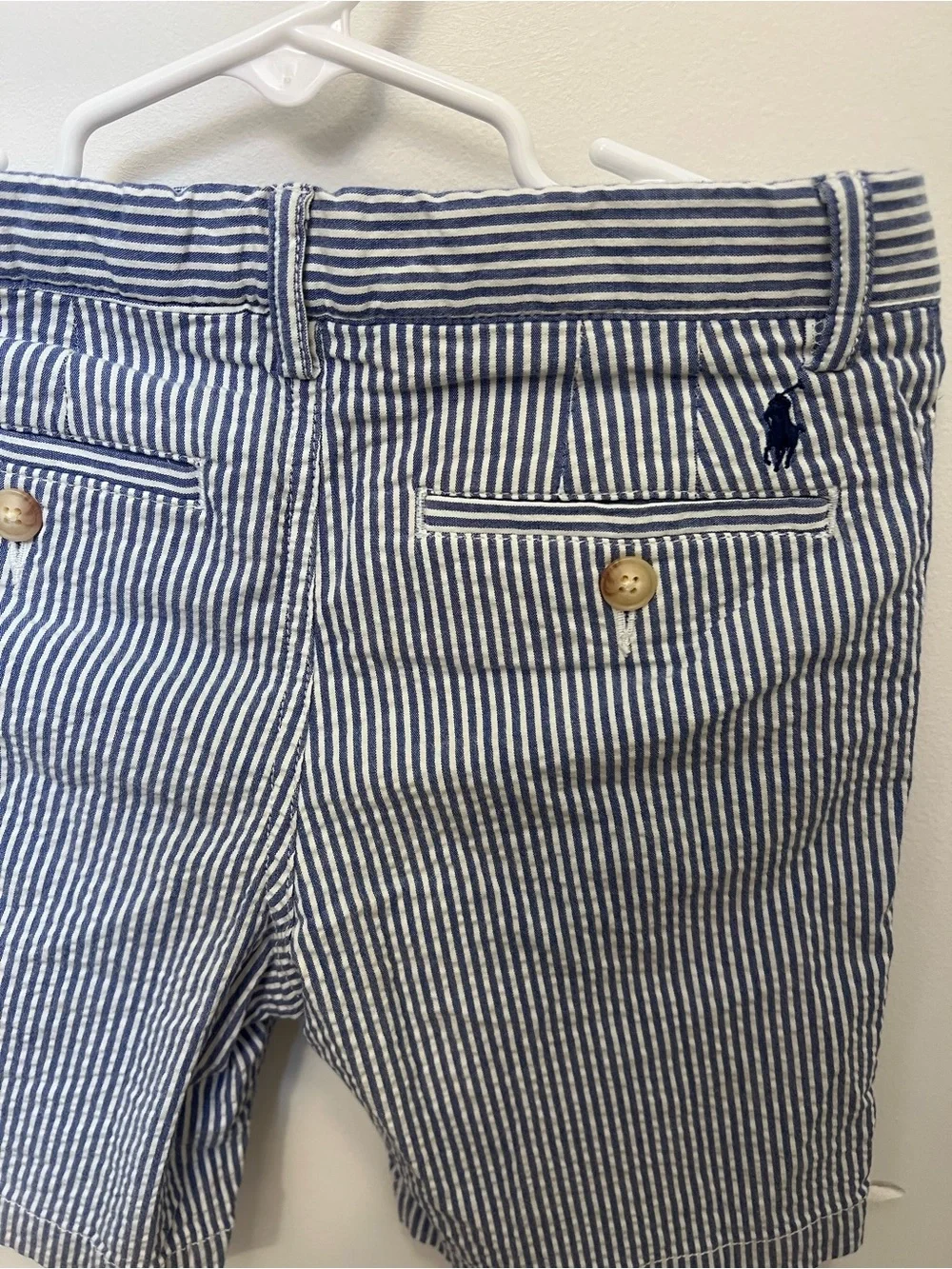 Polo by Ralph Lauren Navy and White Striped Seersucker Kids Shorts